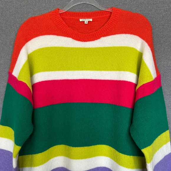 Jodifl size L pull on sweater colorful striped wool blend oversized - Picture 3 of 12